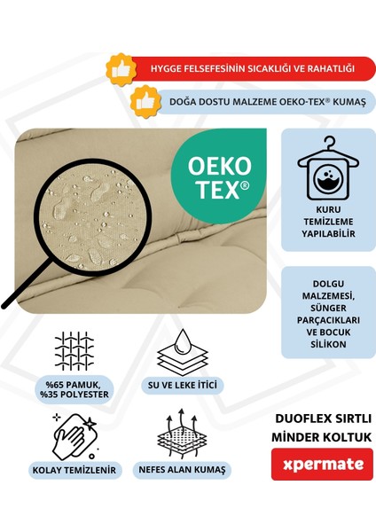 Duoflex Sırtlı Minder Koltuk Iskandinav Tarzı Sırtlıklı Oturma Minderi 80x80x30 Bej fırsatları