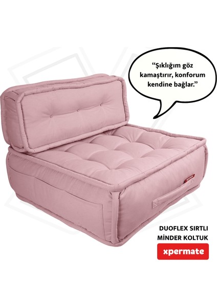 Duoflex Sırtlı Minder Koltuk Iskandinav Tarzı Sırtlıklı Oturma Minderi 80x80x30 Pembe