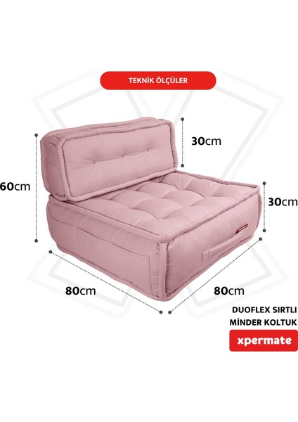 Duoflex Sırtlı Minder Koltuk Iskandinav Tarzı Sırtlıklı Oturma Minderi 80x80x30 Pembe fiyatları