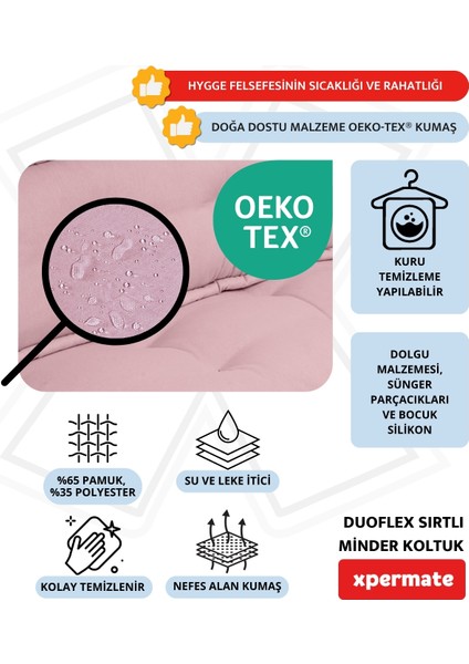 Duoflex Sırtlı Minder Koltuk Iskandinav Tarzı Sırtlıklı Oturma Minderi 80x80x30 Pembe fırsatları