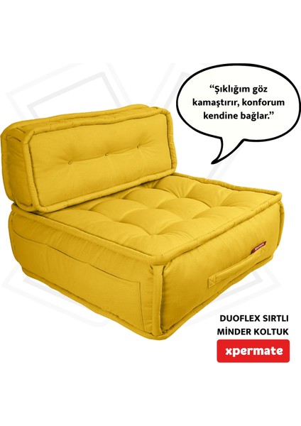 Duoflex Sırtlı Minder Koltuk Iskandinav Tarzı Sırtlıklı Oturma Minderi 80x80x30 Sarı