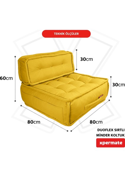 Duoflex Sırtlı Minder Koltuk Iskandinav Tarzı Sırtlıklı Oturma Minderi 80x80x30 Sarı fiyatları