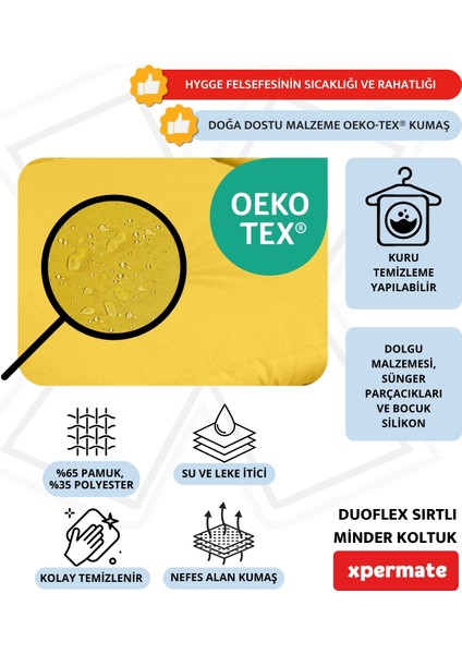 Duoflex Sırtlı Minder Koltuk Iskandinav Tarzı Sırtlıklı Oturma Minderi 80x80x30 Sarı fırsatları
