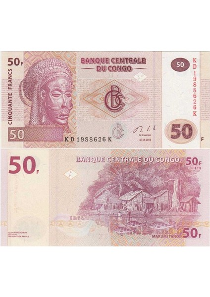 Kongo 50 Frank 2013 Çil Kondisyon.
