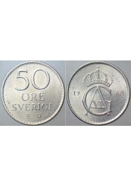 Isveç 50 Öre 1968 Çil(-) Kondisyon.