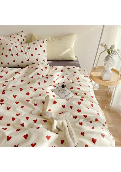 Kalp Desen | Çift Kişilik Nevresim Takımı | Çarşafı Lastikli 180X200 cm | %90 Pamuk fiyatları