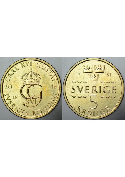 Isveç 5 Kron 2016 Çilaltı Kondisyon.