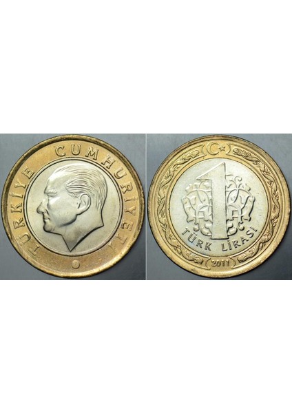 Türkiye Cumhuriyeti 1 Lira 2011. Çil(-) Kondisyon.
