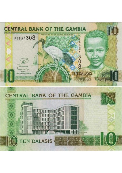 Gambiya 10 Dalasi 2013. Kutsal Aynak Kuşu Temalı. Çil Kondisyon.