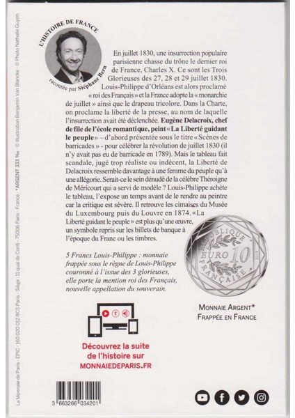 Fransa Hatıra 10 Euro 2019 Gümüş. Özel Tanıtım Kartında. Louıs-Phılıppe 5 Frank Deneme Baskısı Görselli. Ultra Çil Kondisyon. 17 Gram. Nadir. indirimleri