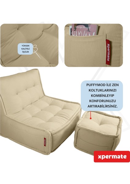 Zen Sırtlı Minder Koltuk Iskandinav Tarzı Yer Koltuğu Sırtlıklı Oturma Minderi 80x60 Bej modelleri