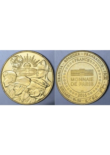 Fransa Birinci Dünya Savaşı 100. Yıl Anısına Anzac Commonwealth Ordusu Madalyonu. 34 Mm. Çil Kondisyon.