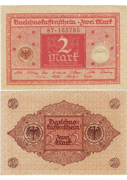 Almanya 2 Mark 1920. Weımar Cumhuriyeti Dönemi. Çil Kondisyon.