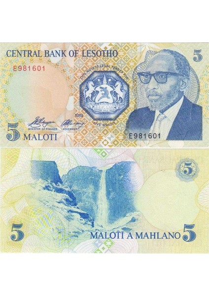 Lesotho 5 Maloti 1989 Çil Kondisyon.
