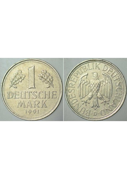 Almanya 1 Mark 1991 D Harfi= Münih Darphanesi Darbı.