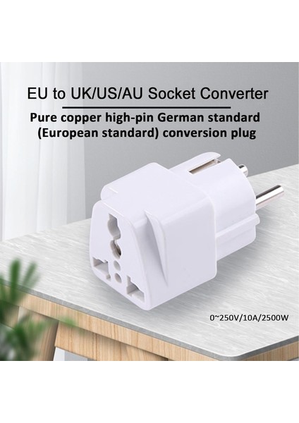 Ab'den Abd/ingiltere/au'ya Soket Dönüştürücü, 250V Ac Seyahat Fiş Soket Adaptörü, Avrupa Ülkeleri Şarj Evrensel Fiş/soket Dönüştürücü Adaptörü 1 Adet