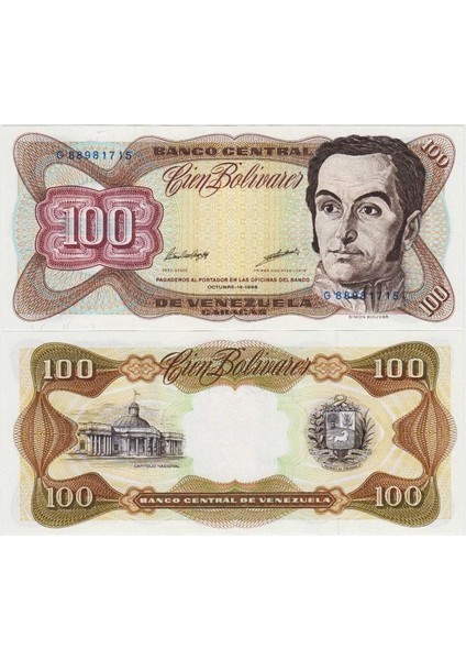Venezuela 100 Bolivar 1998 Çil Kondisyon.