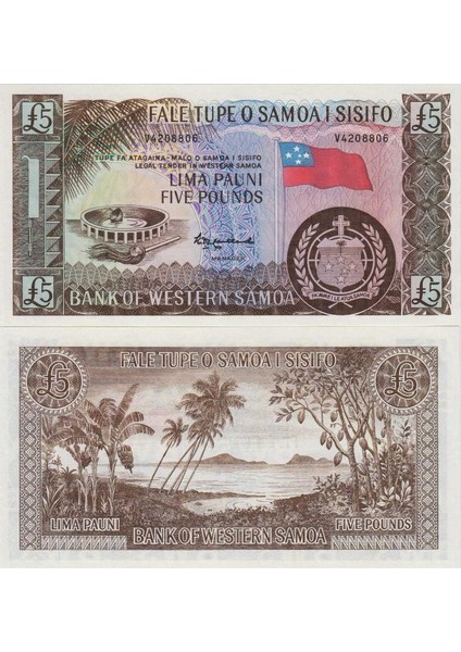 Samoa 5 Pound 1963 (2020) Çil Kondisyon.