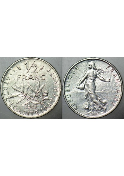 Fransa 1/2 Frank 1983 Yarım Frank.