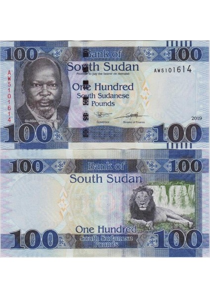 Güney Sudan 100 Pound 2019 Çil Kondisyon.
