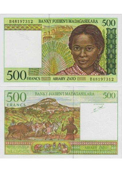 Madagaskar 500 Frank 1996-2004 Çil Kondisyon.