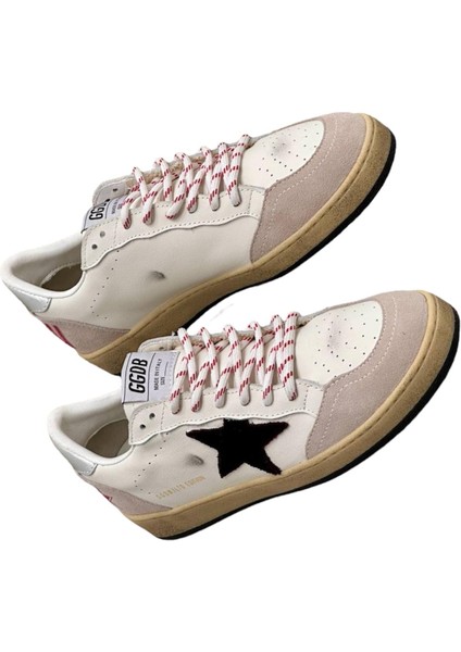 Women’s Golden Goose Mountain - Sneakers Black Star Red Detailed Lace-Up Shiny Grey Back Ankle fiyatları