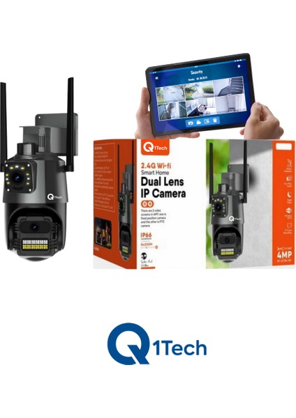 Çift Lens Ip Kamera Sirenli Hareketli Sim Kartlı Akıllı Güvenlik Kamera Wifi Iki Yönlü Ses Ip Camera