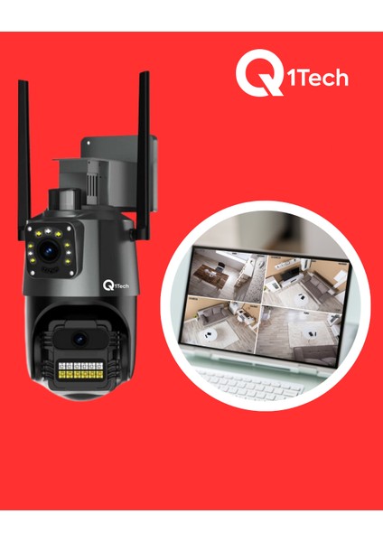 Çift Lens Ip Kamera Sirenli Hareketli Sim Kartlı Akıllı Güvenlik Kamera Wifi Iki Yönlü Ses Ip Camera