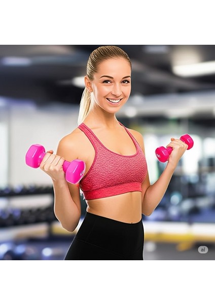 10 kg Vinly Kaplı Dipping Dumbbell Set Kadınlar Için Çantalı Dambıl Seti 1 Kg, 1,5 Kg, 2,5 kg