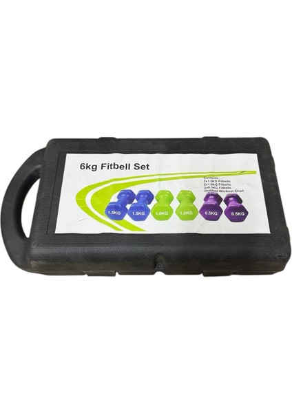 10 kg Vinly Kaplı Dipping Dumbbell Set Kadınlar Için Çantalı Dambıl Seti 1 Kg, 1,5 Kg, 2,5 kg
