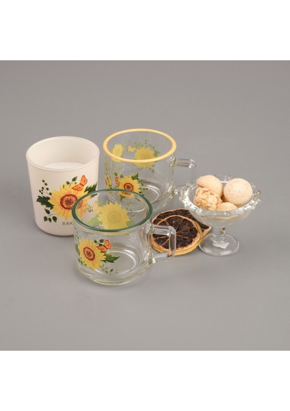 Sun Flower Stackable Kupa ve Mum Seti - Renkli - 180 ml