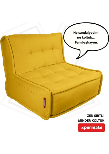 Zen Sırtlı Minder Koltuk Iskandinav Tarzı Yer Koltuğu Sırtlıklı Oturma Minderi 80x60 Sarı