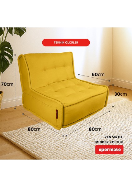 Zen Sırtlı Minder Koltuk Iskandinav Tarzı Yer Koltuğu Sırtlıklı Oturma Minderi 80x60 Sarı fiyatları