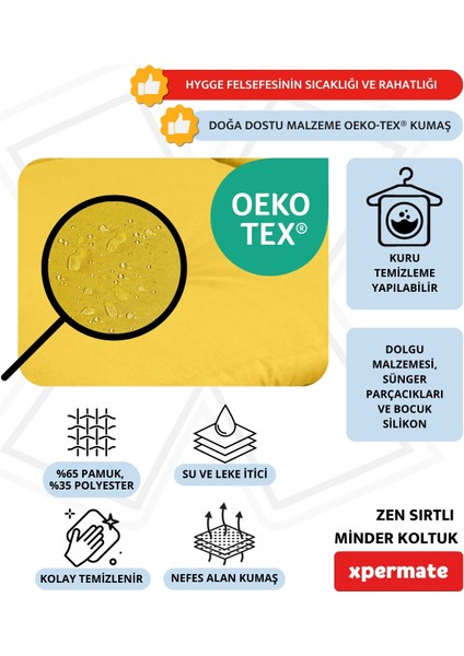 Zen Sırtlı Minder Koltuk Iskandinav Tarzı Yer Koltuğu Sırtlıklı Oturma Minderi 80x60 Sarı modelleri