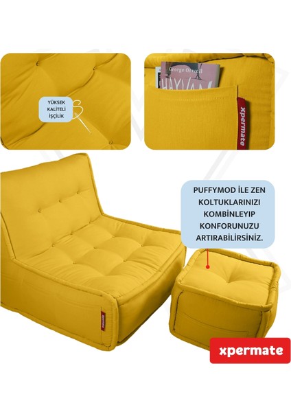 Zen Sırtlı Minder Koltuk Iskandinav Tarzı Yer Koltuğu Sırtlıklı Oturma Minderi 80x60 Sarı fırsatları