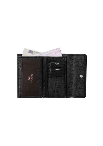 Hakiki Deri Siyah Çıtçıtlı Kadın Cüzdanı (T1680)