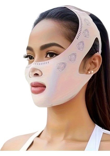 Ayarlanabilir V-Şekilli Yüz Kaldırma Bandı – Nefes Alabilen, Kokusuz, Yeniden Kullanılabilir, Gündüz & Gece Uygun Kontür Maskesi