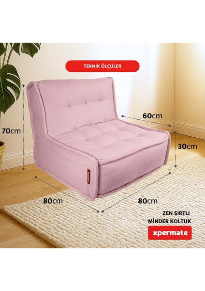 Zen Sırtlı Minder Koltuk Iskandinav Tarzı Yer Koltuğu Sırtlıklı Oturma Minderi 80x60 Pembe fiyatları