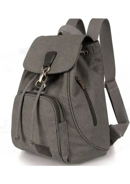 Kadın Tuval Sırt Çantası Kadın Vintage Pure Pamuk Seyahat Çantası Moda Drawstring Dizüstü Dizüstü Bilgisayar Çantaları Genç Kızlar Için Omuz Çantası Renk: Gri (Yurt Dışından)