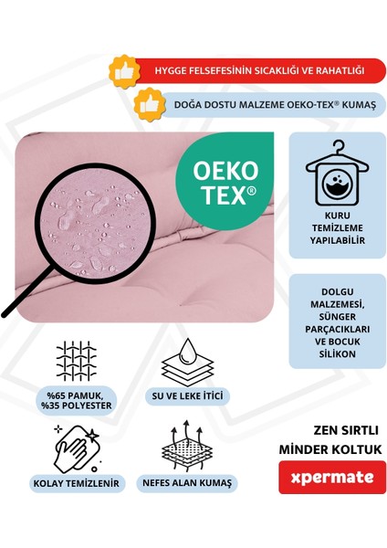 Zen Sırtlı Minder Koltuk Iskandinav Tarzı Yer Koltuğu Sırtlıklı Oturma Minderi 80x60 Pembe modelleri