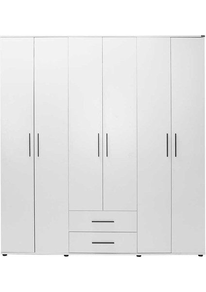 Adore White 6 Kapı 2 Çekmece Gardırop