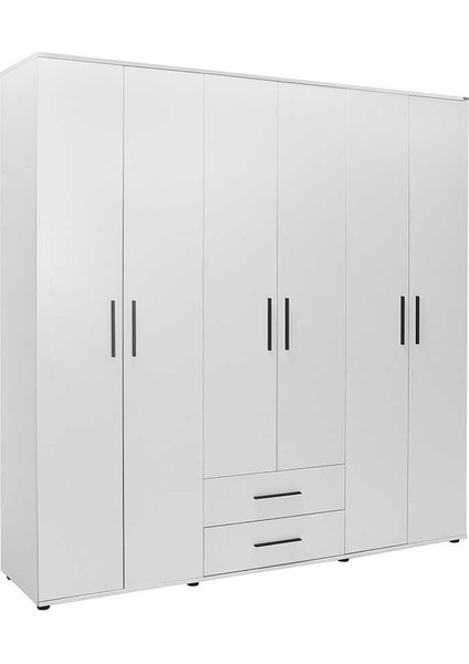 Adore White 6 Kapı 2 Çekmece Gardırop