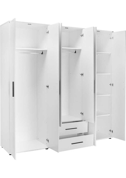 Adore White 6 Kapı 2 Çekmece Gardırop