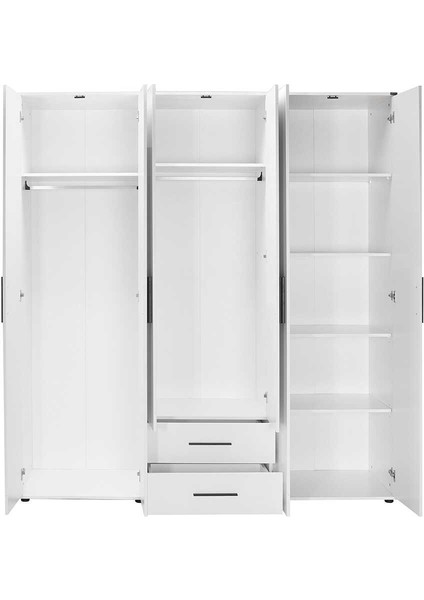 Adore White 6 Kapı 2 Çekmece Gardırop