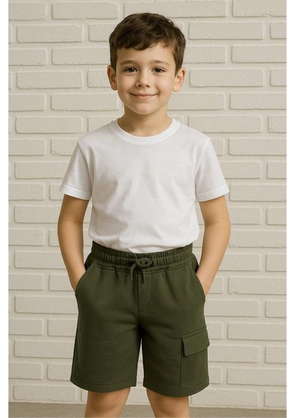 Erkek Çocuk Cepli Haki Şort Haki