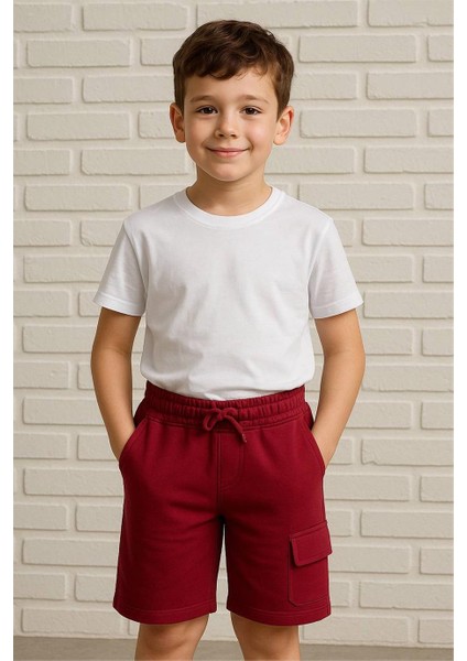 Erkek Çocuk Cepli Kırmızı Şort Kırmızı