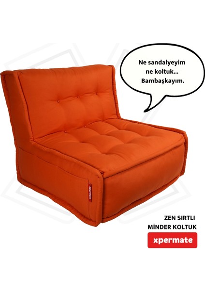 Zen Sırtlı Minder Koltuk Iskandinav Tarzı Yer Koltuğu Sırtlıklı Oturma Minderi 80x60 Kremit