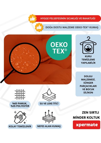 Zen Sırtlı Minder Koltuk Iskandinav Tarzı Yer Koltuğu Sırtlıklı Oturma Minderi 80x60 Kremit fırsatları