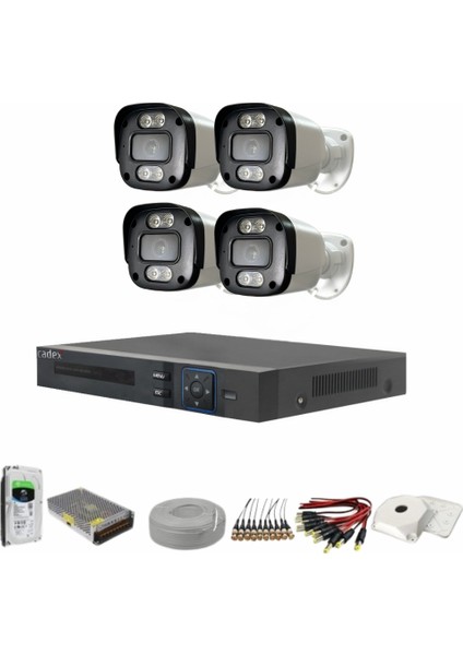 4'lü 2 Mp Ahd Kamera Seti- 3.6mm Full Color Serisi