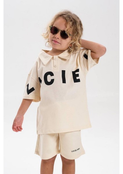 Erkek Çocuk Laci'el Paris Koldan Logo Detaylı Alt-Üst Takım Krem fiyatları